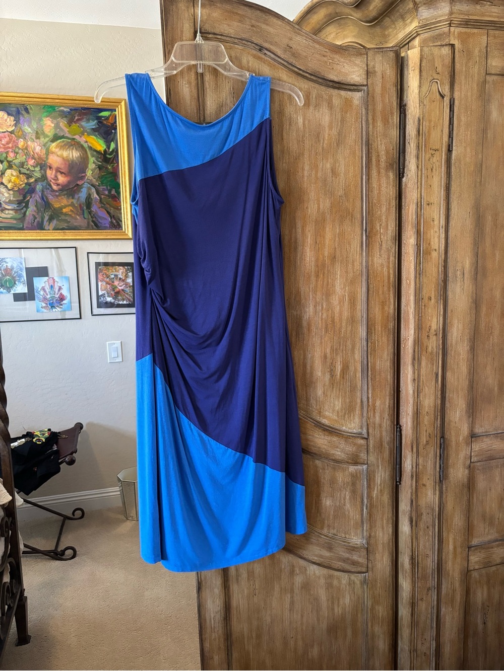 Tommy Bahama Blue Colorblock Sleeveless Midi Dress Size M
